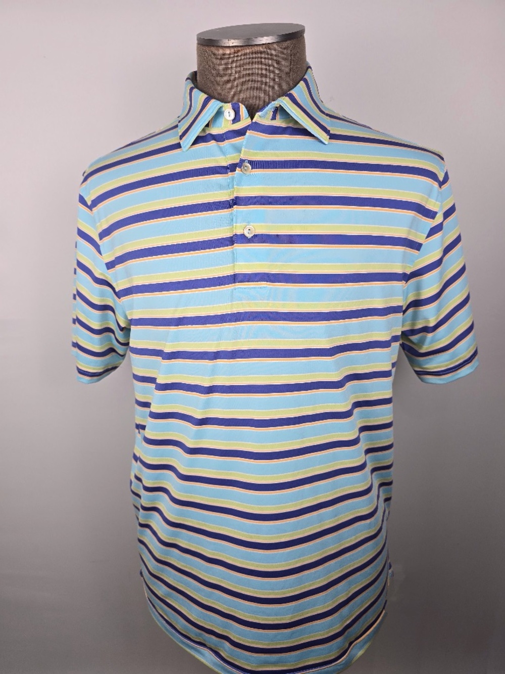 Peter Millar Summer Comfort OKC Golf & Country Club Striped Polo Shirt - M